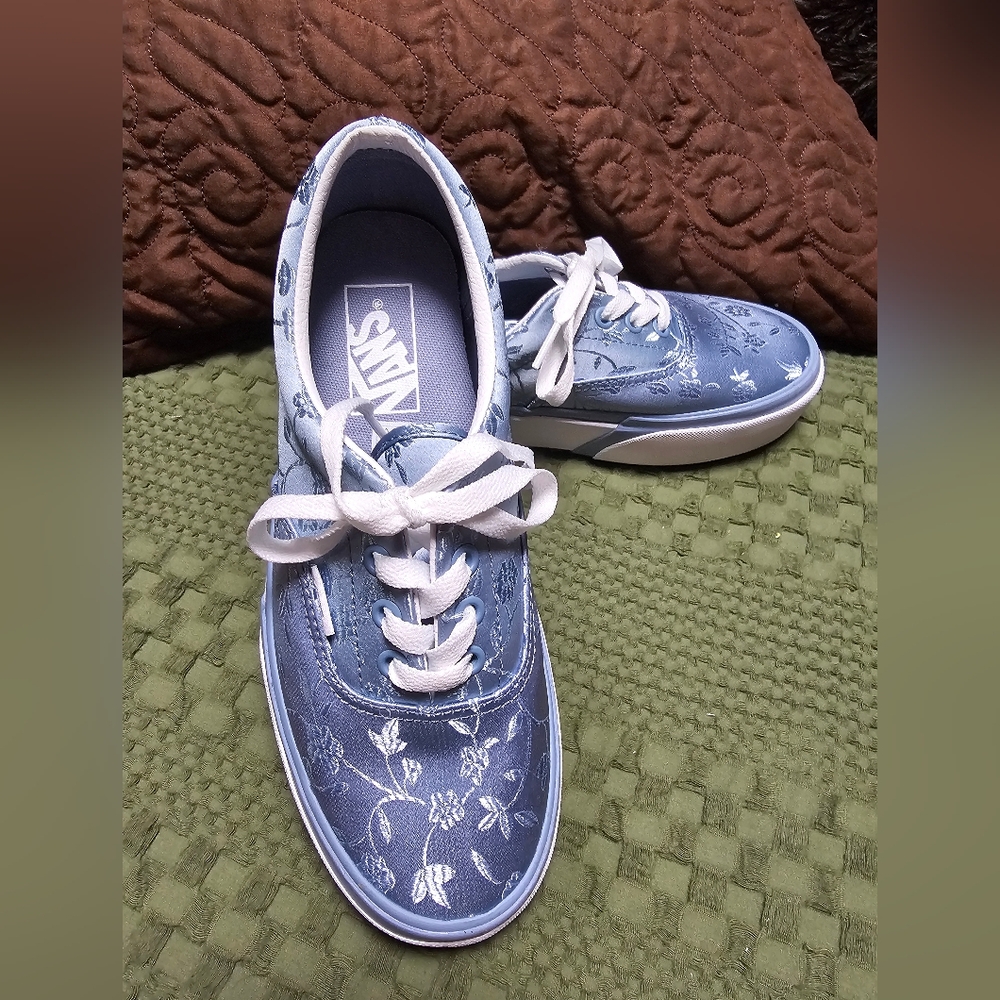 Blue Satin Vans